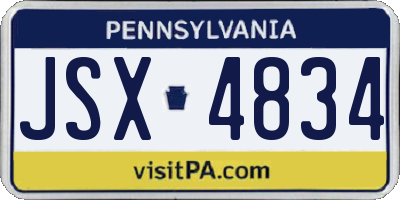 PA license plate JSX4834