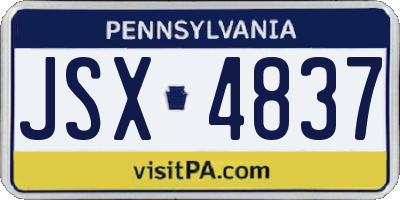 PA license plate JSX4837