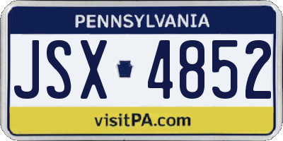 PA license plate JSX4852