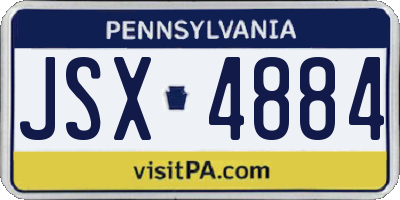PA license plate JSX4884