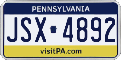 PA license plate JSX4892