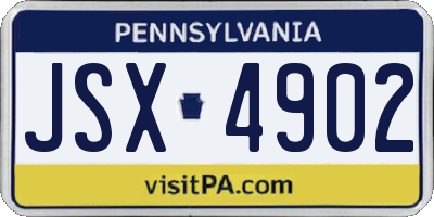 PA license plate JSX4902