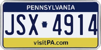PA license plate JSX4914