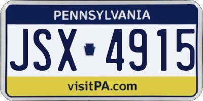 PA license plate JSX4915