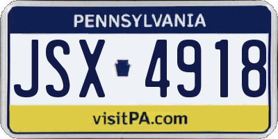 PA license plate JSX4918