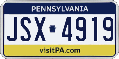 PA license plate JSX4919
