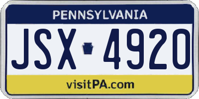 PA license plate JSX4920
