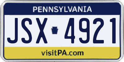 PA license plate JSX4921