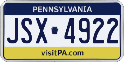PA license plate JSX4922