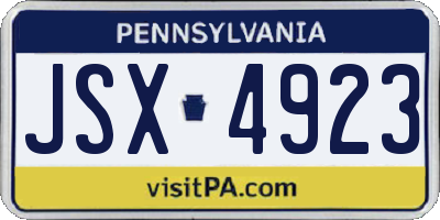 PA license plate JSX4923