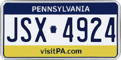 PA license plate JSX4924