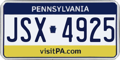 PA license plate JSX4925