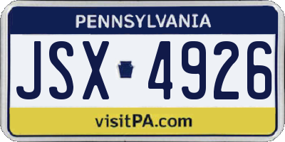 PA license plate JSX4926