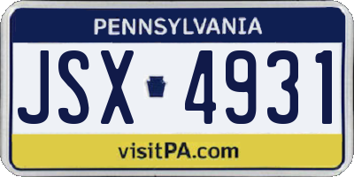 PA license plate JSX4931