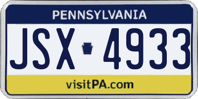 PA license plate JSX4933
