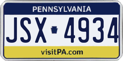 PA license plate JSX4934