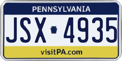 PA license plate JSX4935