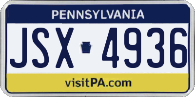 PA license plate JSX4936