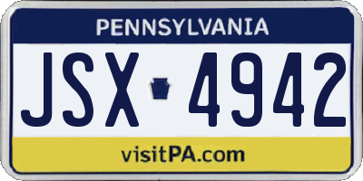 PA license plate JSX4942