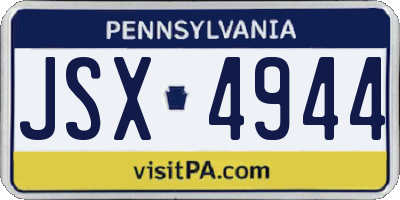 PA license plate JSX4944