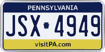 PA license plate JSX4949