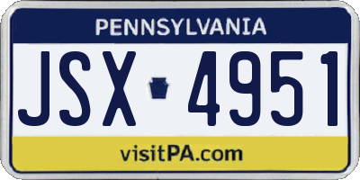 PA license plate JSX4951