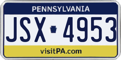 PA license plate JSX4953