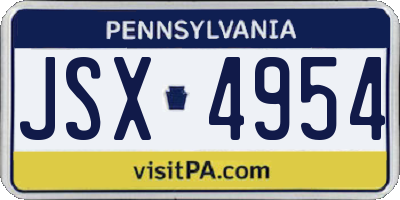 PA license plate JSX4954