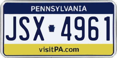 PA license plate JSX4961