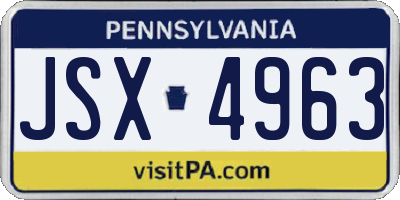 PA license plate JSX4963