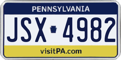 PA license plate JSX4982