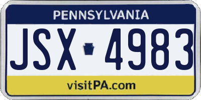 PA license plate JSX4983
