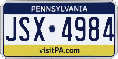 PA license plate JSX4984