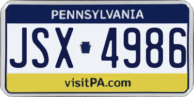PA license plate JSX4986