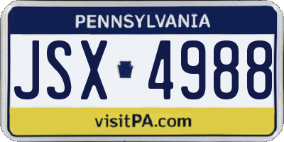 PA license plate JSX4988