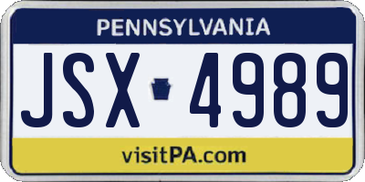 PA license plate JSX4989