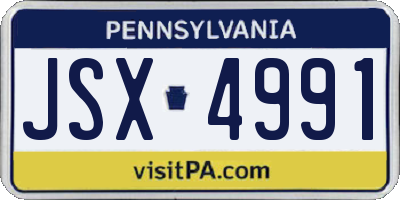 PA license plate JSX4991