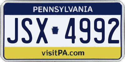 PA license plate JSX4992