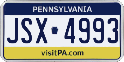 PA license plate JSX4993