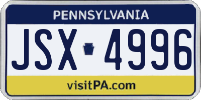 PA license plate JSX4996