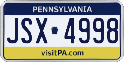 PA license plate JSX4998