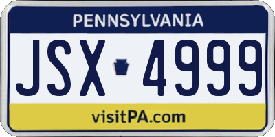 PA license plate JSX4999