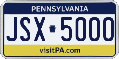 PA license plate JSX5000