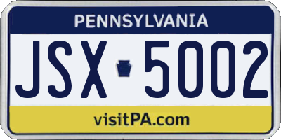 PA license plate JSX5002