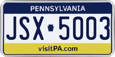 PA license plate JSX5003