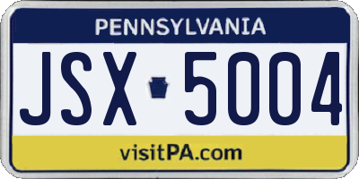 PA license plate JSX5004