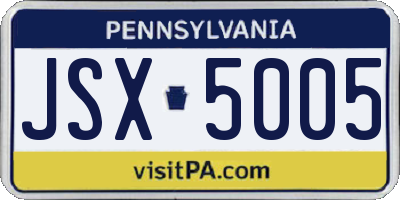 PA license plate JSX5005
