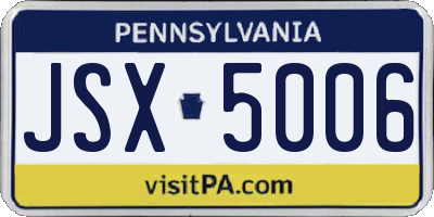 PA license plate JSX5006