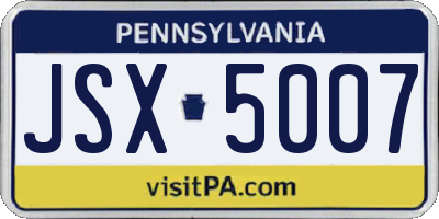 PA license plate JSX5007