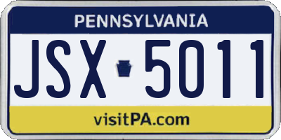 PA license plate JSX5011